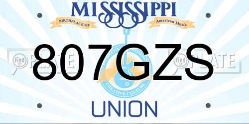 807GZS Mississippi License Plate