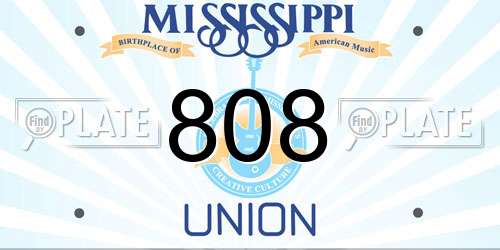 808 Mississippi License Plate