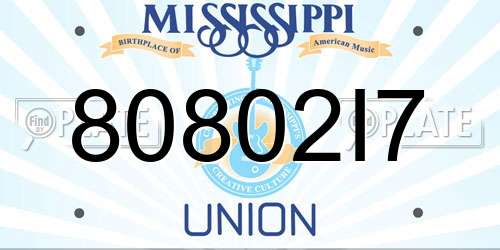 80802I7 Mississippi License Plate