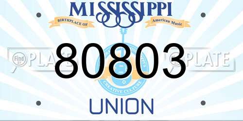 80803 Mississippi License Plate