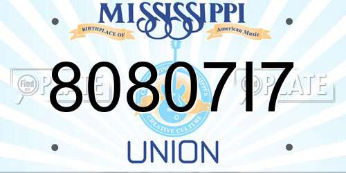 80807I7 Mississippi License Plate