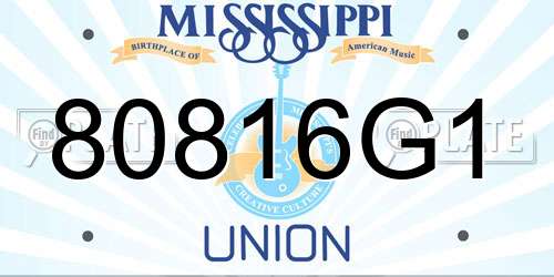 80816G1 Mississippi License Plate