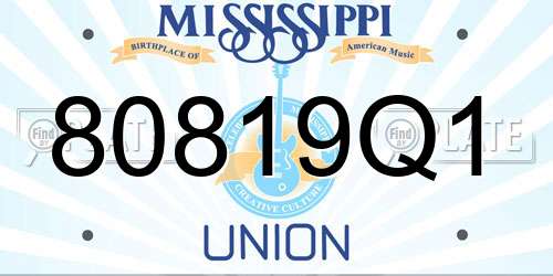 80819Q1 Mississippi License Plate