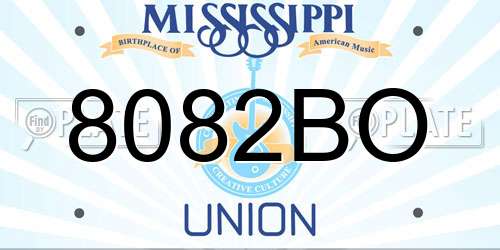 8082BO Mississippi License Plate
