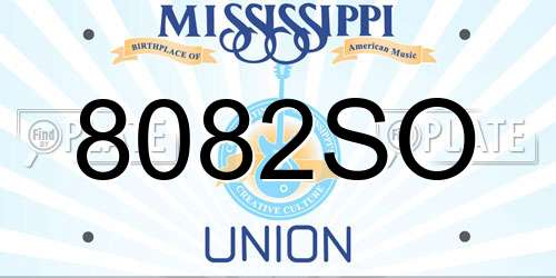 8082SO Mississippi License Plate