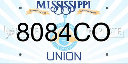 8084CO Mississippi License Plate
