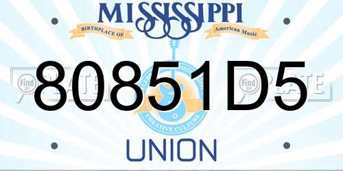 80851D5 Mississippi License Plate