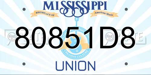 80851D8 Mississippi License Plate