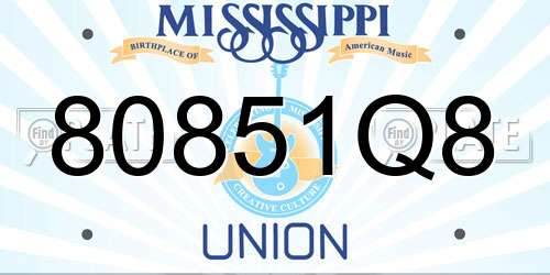 80851Q8 Mississippi License Plate