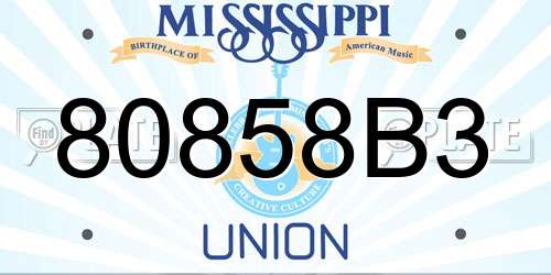 80858B3 Mississippi License Plate