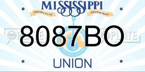 8087BO Mississippi License Plate
