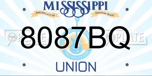 8087BQ Mississippi License Plate