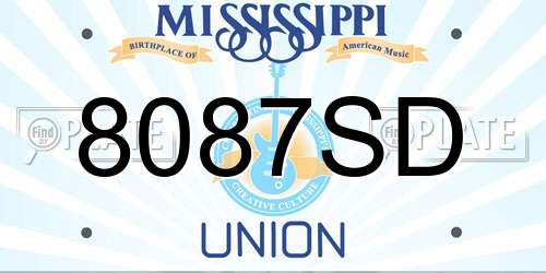 8087SD Mississippi License Plate