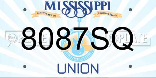 8087SQ Mississippi License Plate