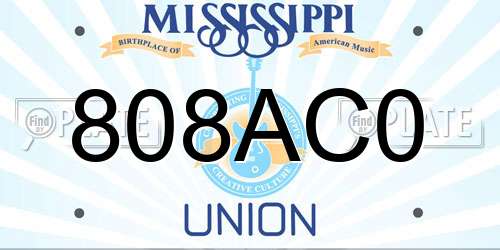808AC0 Mississippi License Plate