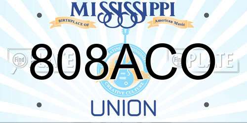 808ACO Mississippi License Plate