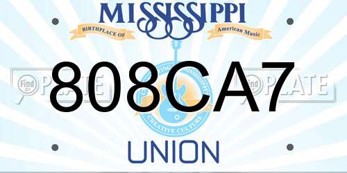 808CA7 Mississippi License Plate
