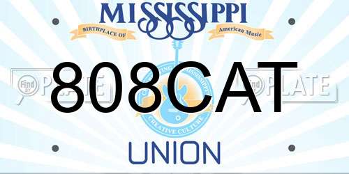 808CAT Mississippi License Plate