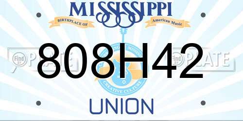808H42 Mississippi License Plate
