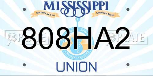 808HA2 Mississippi License Plate