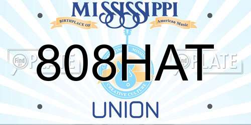 808HAT Mississippi License Plate