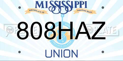 808HAZ Mississippi License Plate