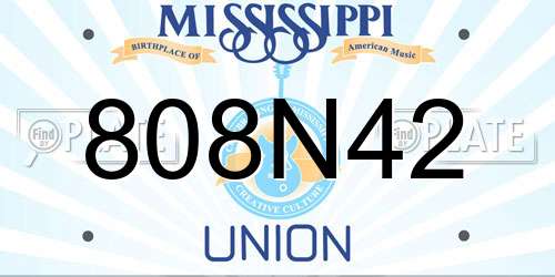 808N42 Mississippi License Plate