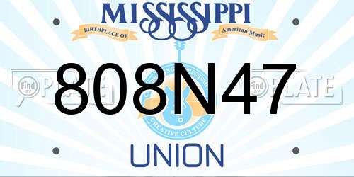 808N47 Mississippi License Plate