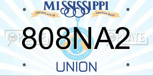 808NA2 Mississippi License Plate