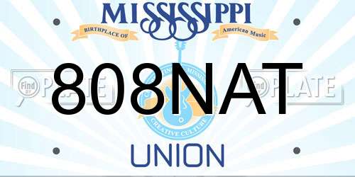 808NAT Mississippi License Plate