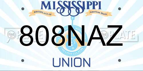 808NAZ Mississippi License Plate