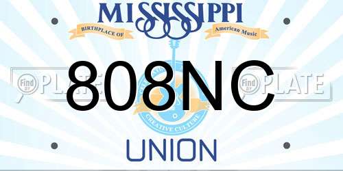 808NC Mississippi License Plate