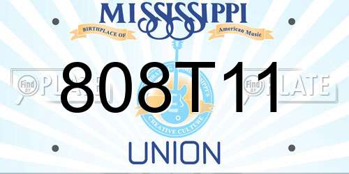 808T11 Mississippi License Plate