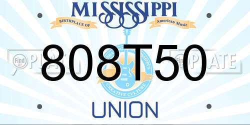 808T50 Mississippi License Plate