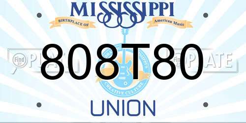 808T80 Mississippi License Plate