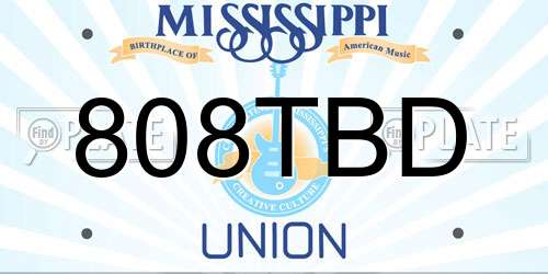 808TBD Mississippi License Plate