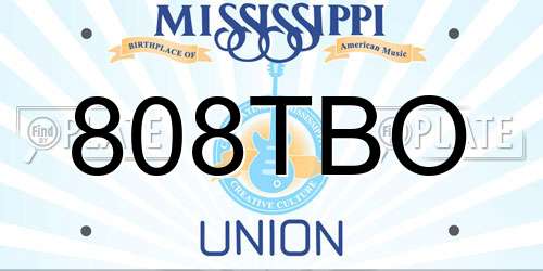 808TBO Mississippi License Plate