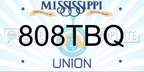 808TBQ Mississippi License Plate