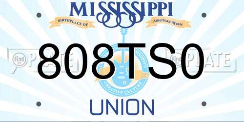 808TS0 Mississippi License Plate