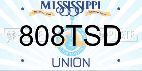 808TSD Mississippi License Plate