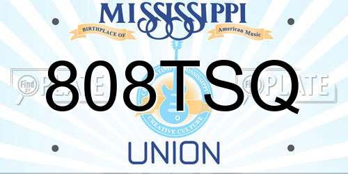808TSQ Mississippi License Plate