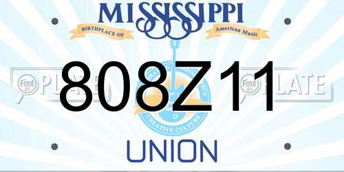 808Z11 Mississippi License Plate