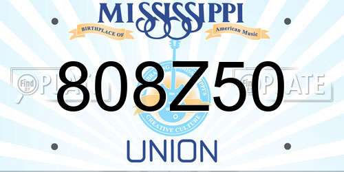 808Z50 Mississippi License Plate