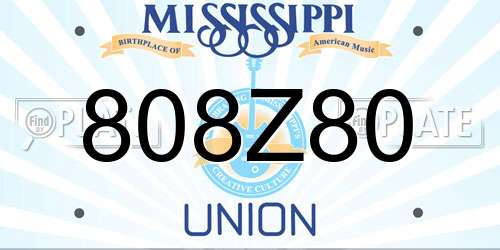 808Z80 Mississippi License Plate