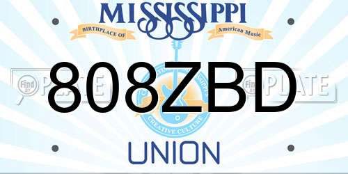 808ZBD Mississippi License Plate