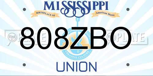 808ZBO Mississippi License Plate