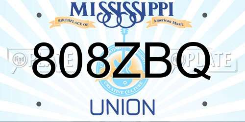 808ZBQ Mississippi License Plate