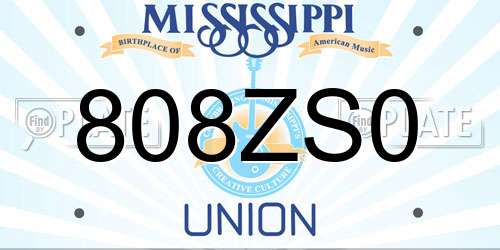 808ZS0 Mississippi License Plate