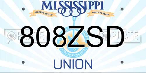 808ZSD Mississippi License Plate