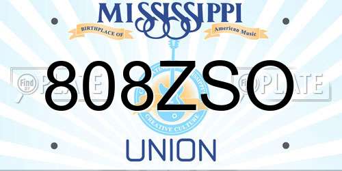 808ZSO Mississippi License Plate